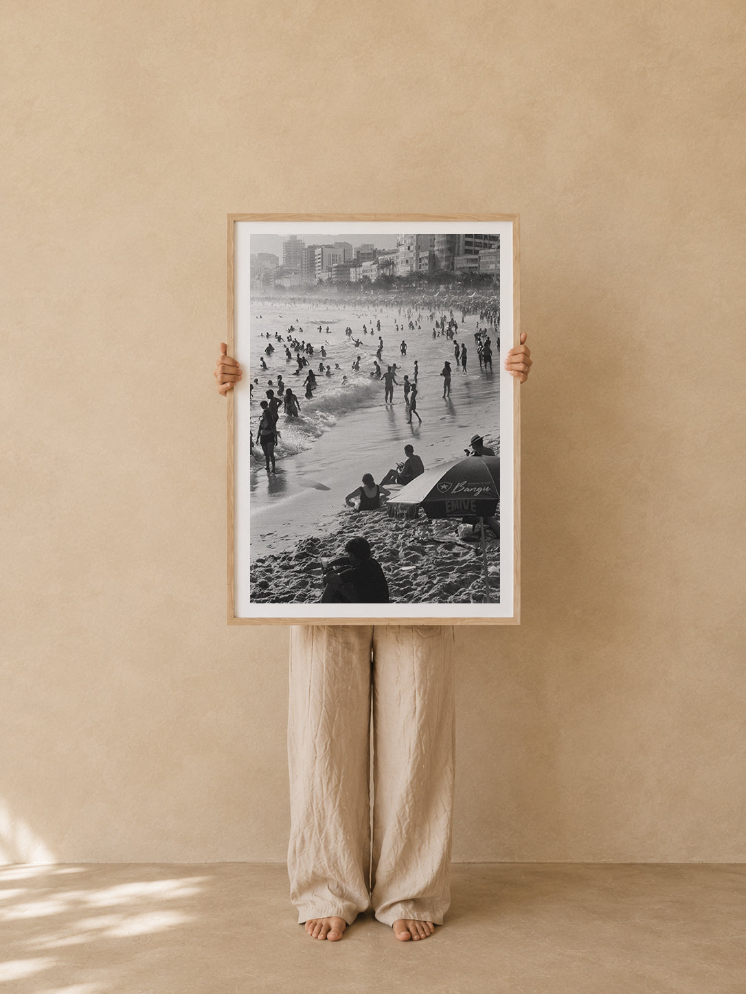 Brazil Fine Art Print - Ipanema Beach Crowd | Black & White Analog Film Photography | Rio de Janeiro Wall Art