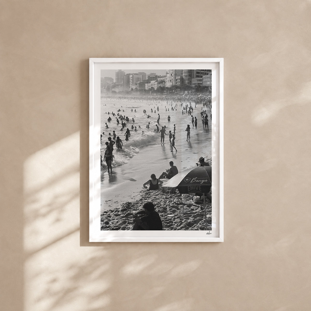 Brazil Fine Art Print - Ipanema Beach Crowd | Black & White Analog Film Photography | Rio de Janeiro Wall Art