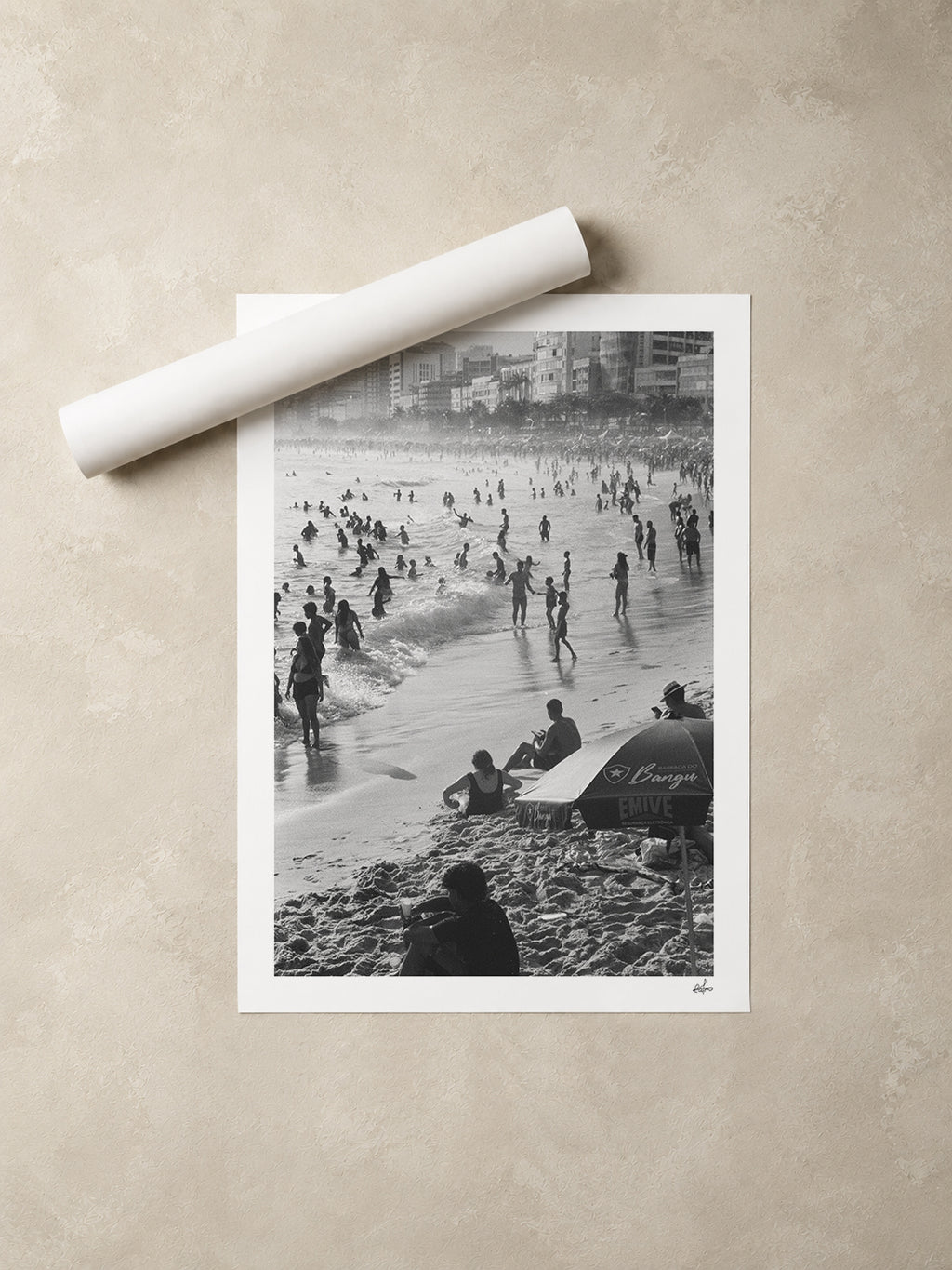 Brazil Fine Art Print - Ipanema Beach Crowd | Black & White Analog Film Photography | Rio de Janeiro Wall Art