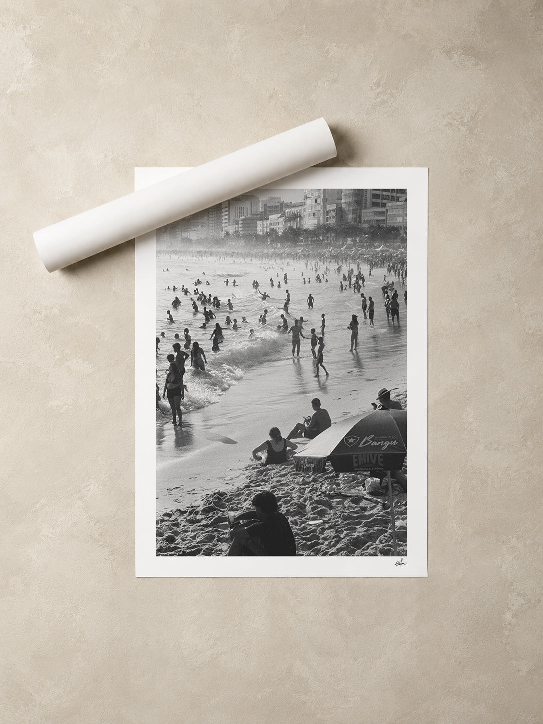 Brazil Fine Art Print - Ipanema Beach Crowd | Black & White Analog Film Photography | Rio de Janeiro Wall Art