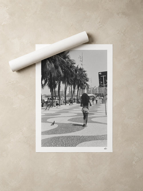 Brazil Fine Art Print - Copacabana Boardwalk | Black & White Analog Film Photography | Rio de Janeiro Wall Art