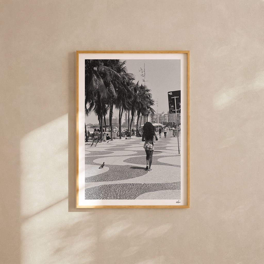 Brazil Fine Art Print - Copacabana Boardwalk | Black & White Analog Film Photography | Rio de Janeiro Wall Art