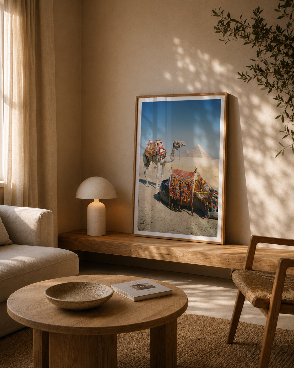 Egypt Travel Fine Art Print — Pyramids of Giza & Camels | Analog Film Photography | Egypt Wall Art