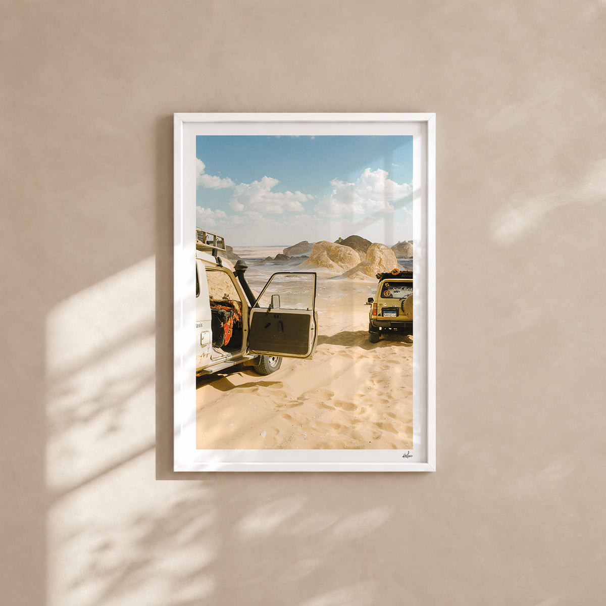 Egypt Travel Fine Art Print — White Desert 4x4 | Analog Film Photography | Desert Wall Art
