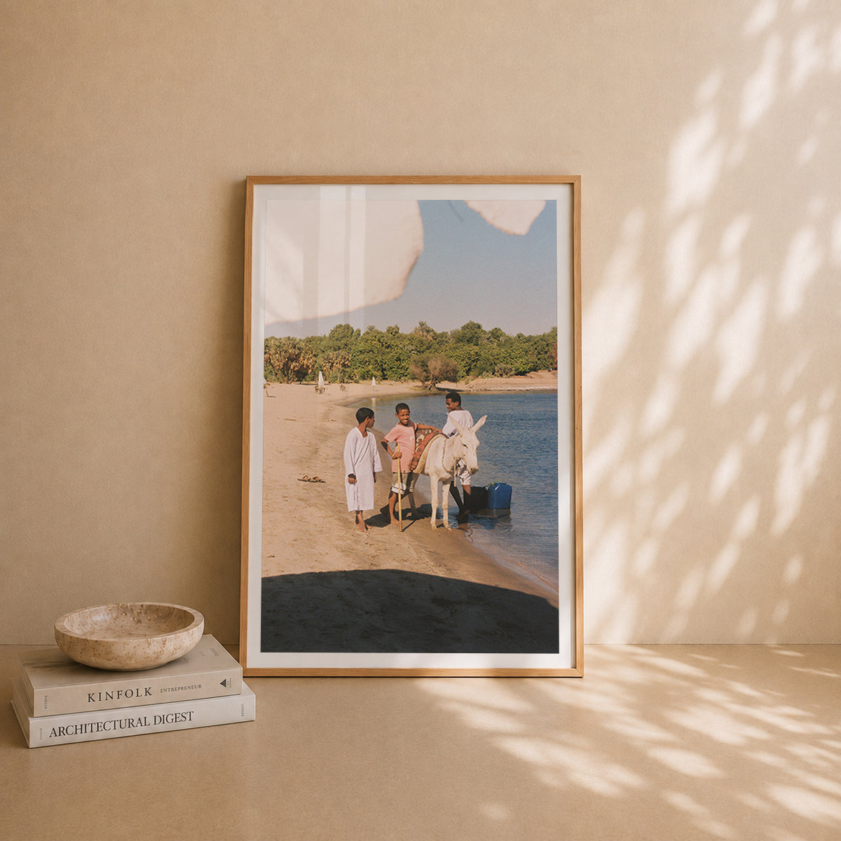 Egypt Travel Fine Art Print — Nile River Boys & Donkey | Analog Film Photography | Egypt Wall Art