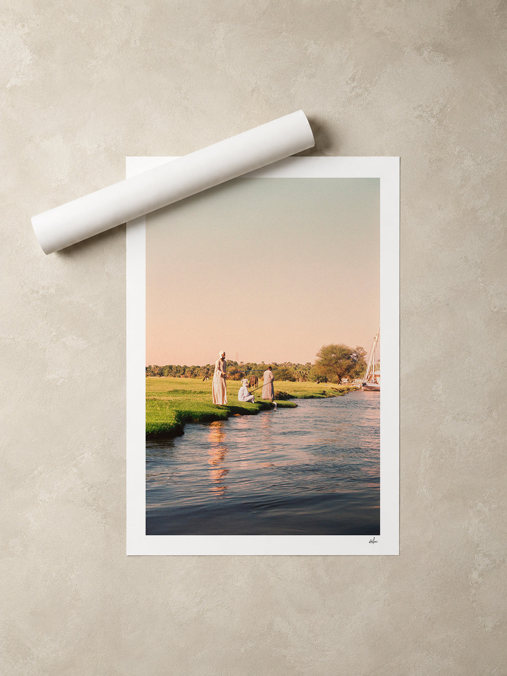 Egypt Travel Fine Art Print — Nile River Fishermen | Analog Film Photography | Nile River Wall Art