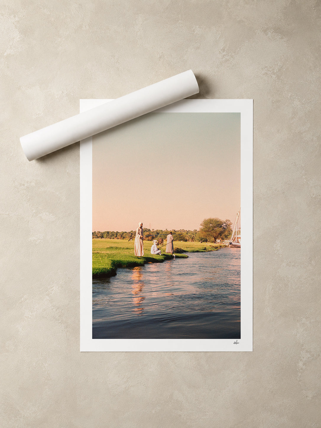 Egypt Travel Fine Art Print — Nile River Fishermen | Analog Film Photography | Nile River Wall Art
