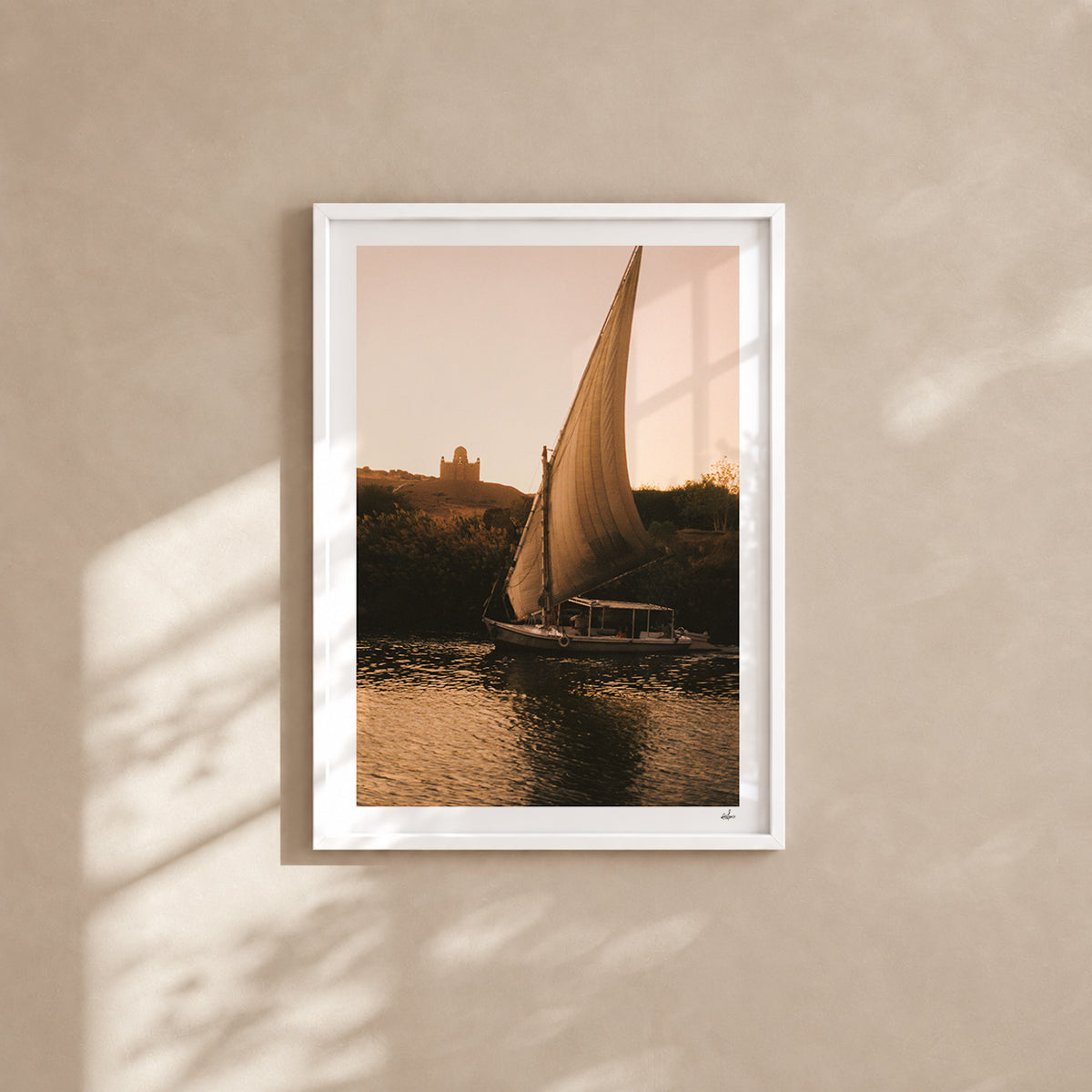 Egypt Travel Fine Art Print — Aswan Felucca & Mausoleum | Analog Film Photography | Nile River Wall Art