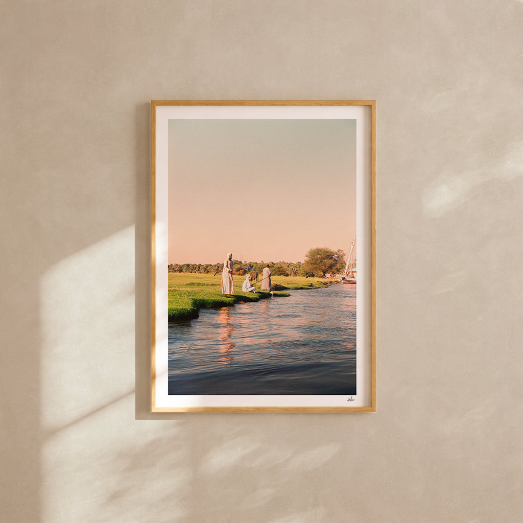 Egypt Travel Fine Art Print — Nile River Fishermen | Analog Film Photography | Nile River Wall Art