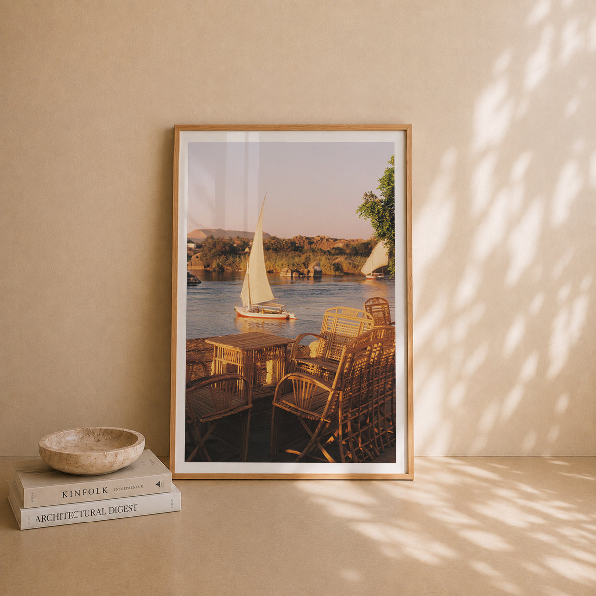 Egypt Travel Fine Art Print — Assouan Feluccas at Sunset | Analog Film Photography | Nile River Wall Art