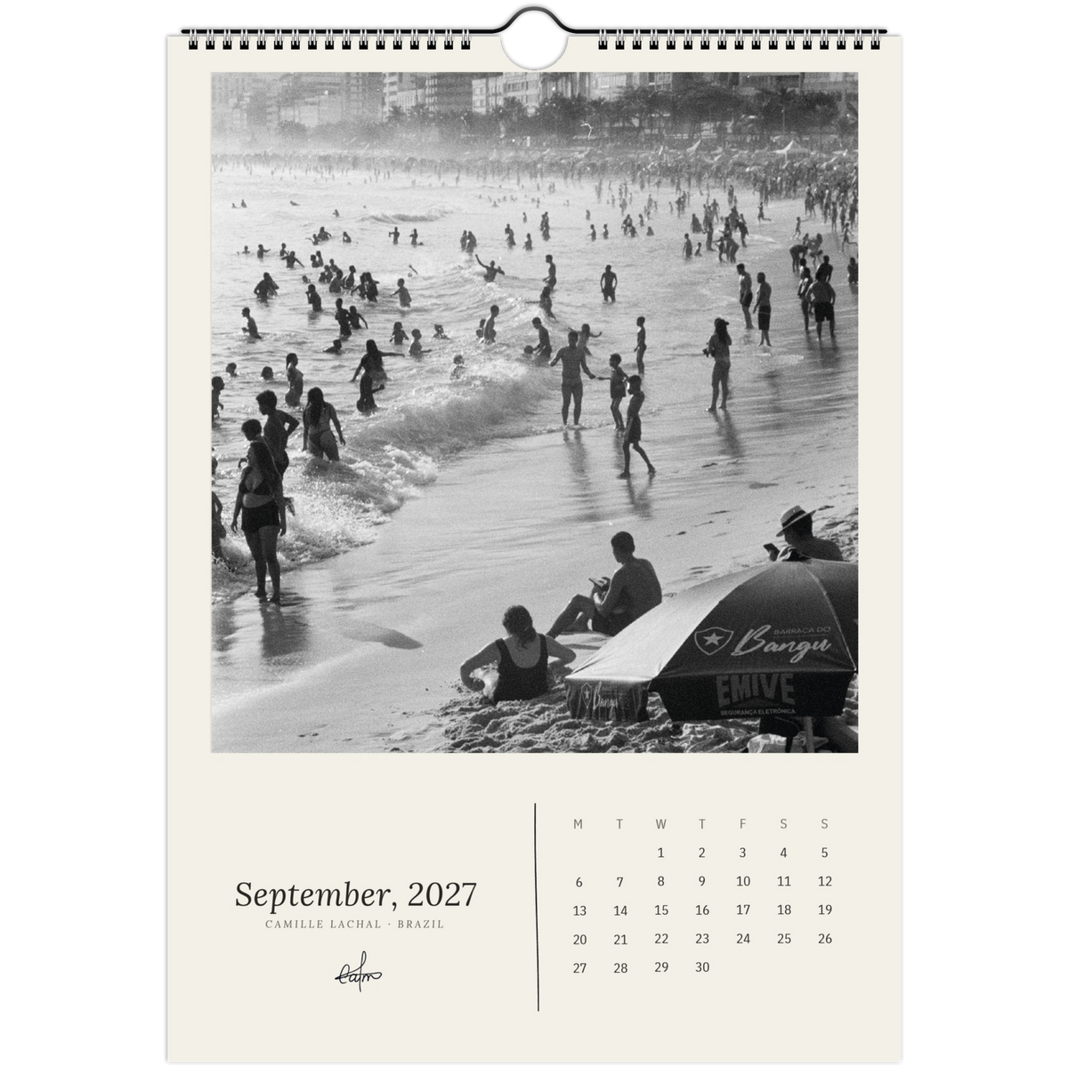 2027 Brazil wall calendar, A4 — page preview, analog film photography of Rio de Janeiro