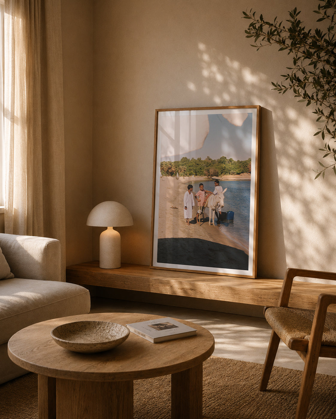 Egypt Travel Fine Art Print — Nile River Boys & Donkey | Analog Film Photography | Egypt Wall Art