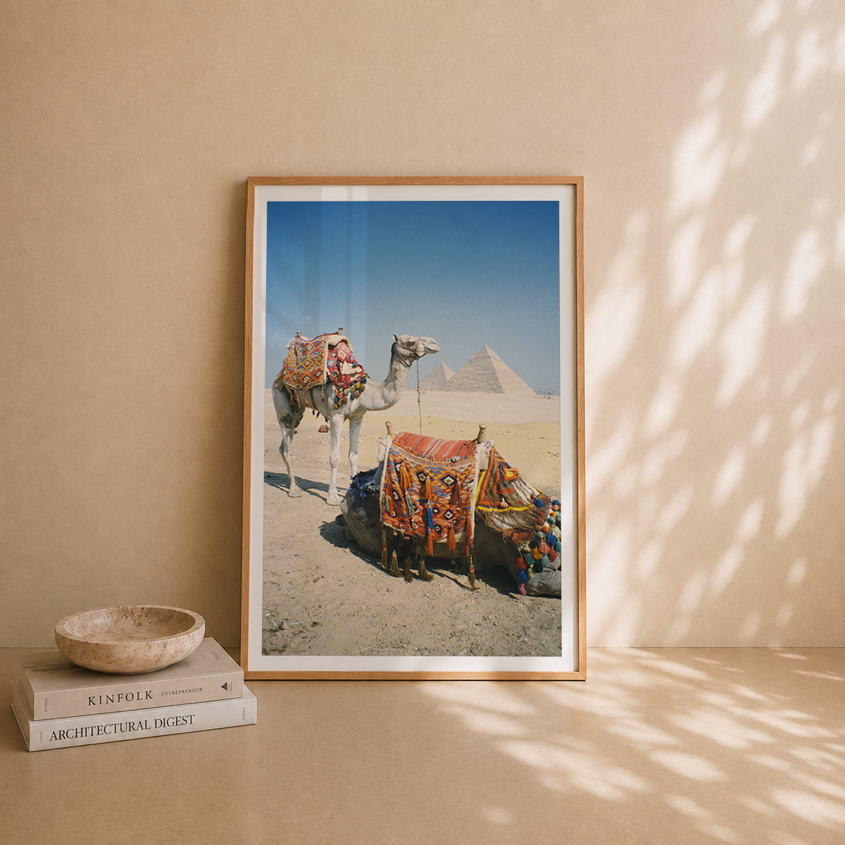 Egypt Travel Fine Art Print — Pyramids of Giza & Camels | Analog Film Photography | Egypt Wall Art