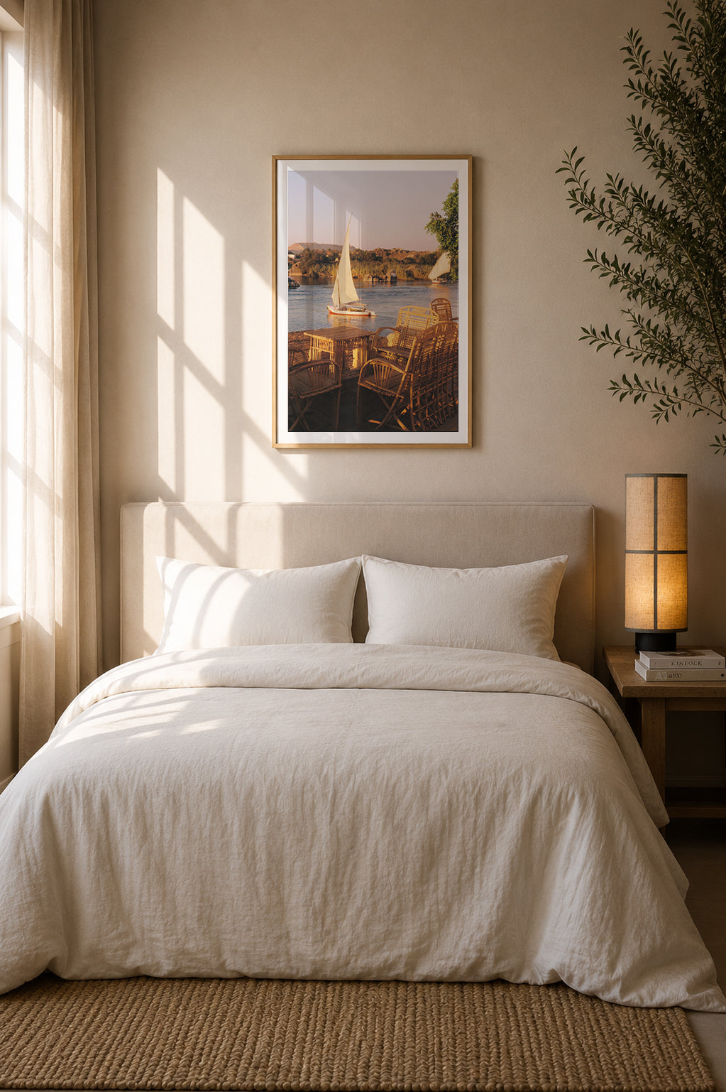 Egypt Travel Fine Art Print — Assouan Feluccas at Sunset | Analog Film Photography | Nile River Wall Art