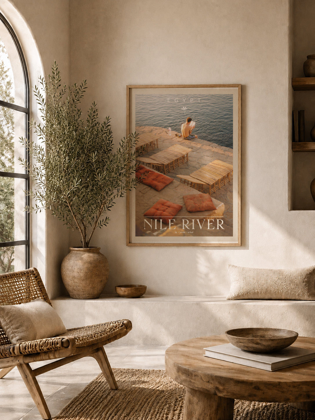 Egypt Travel Fine Art Print — Nile River Terrace | Analog Film Photography Poster | Egypt Wall Art
