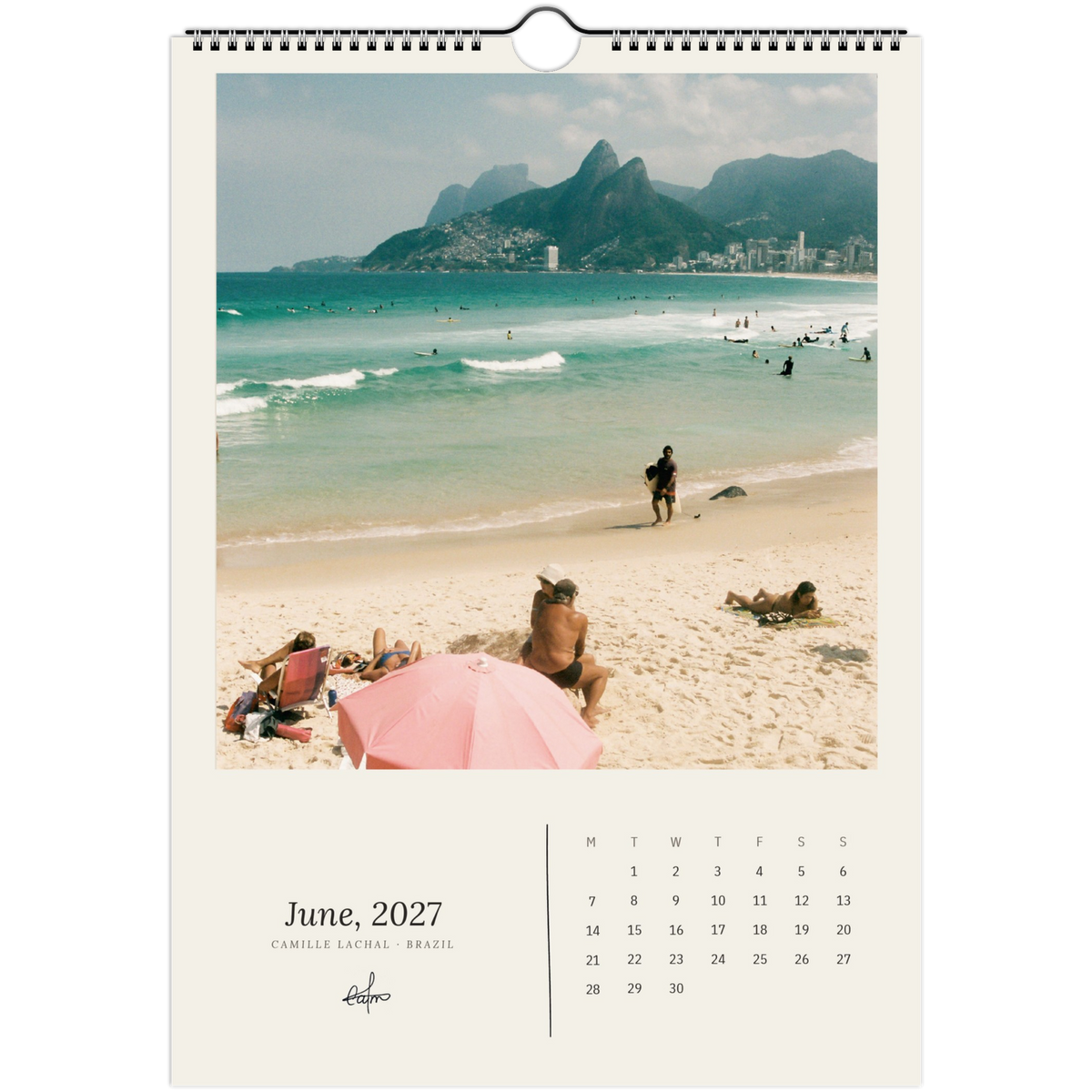 2027 Brazil wall calendar, A4 — page preview, analog film photography of Rio de Janeiro