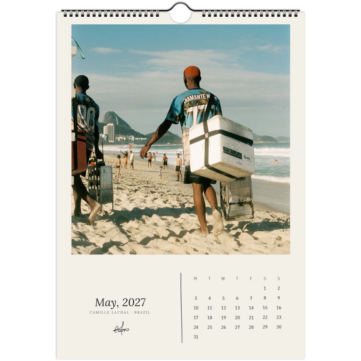 2027 Brazil wall calendar, A4 — page preview, analog film photography of Rio de Janeiro