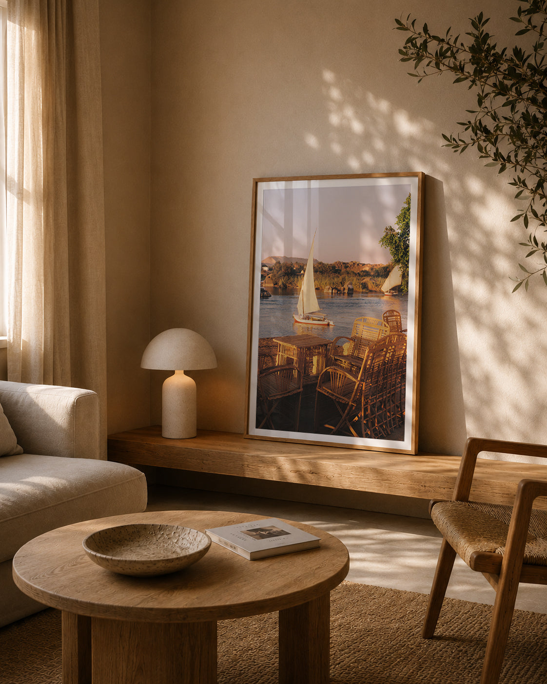 Egypt Travel Fine Art Print — Assouan Feluccas at Sunset | Analog Film Photography | Nile River Wall Art