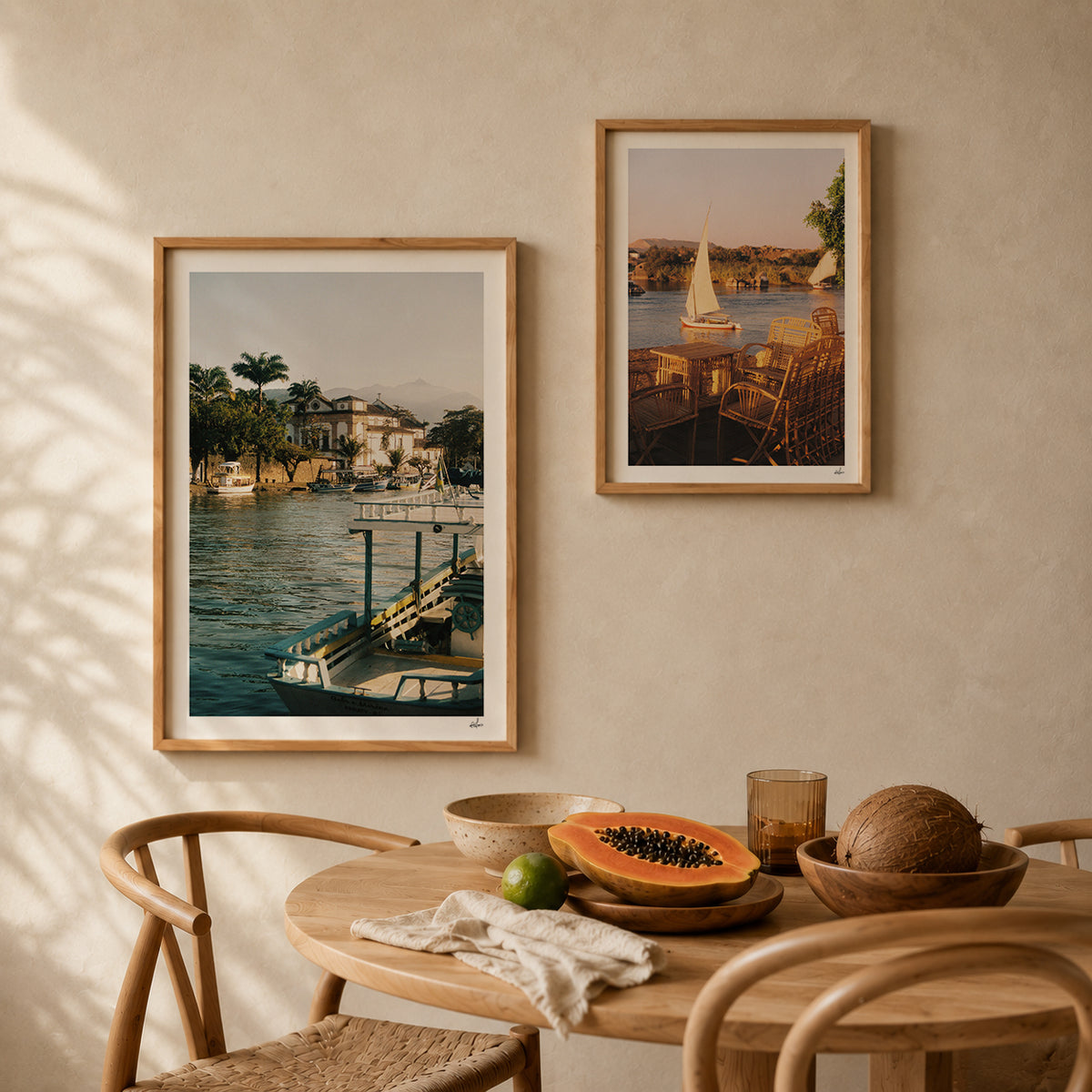 Egypt Travel Fine Art Print — Assouan Feluccas at Sunset | Analog Film Photography | Nile River Wall Art