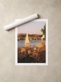 Egypt Travel Fine Art Print — Assouan Feluccas at Sunset | Analog Film Photography | Nile River Wall Art