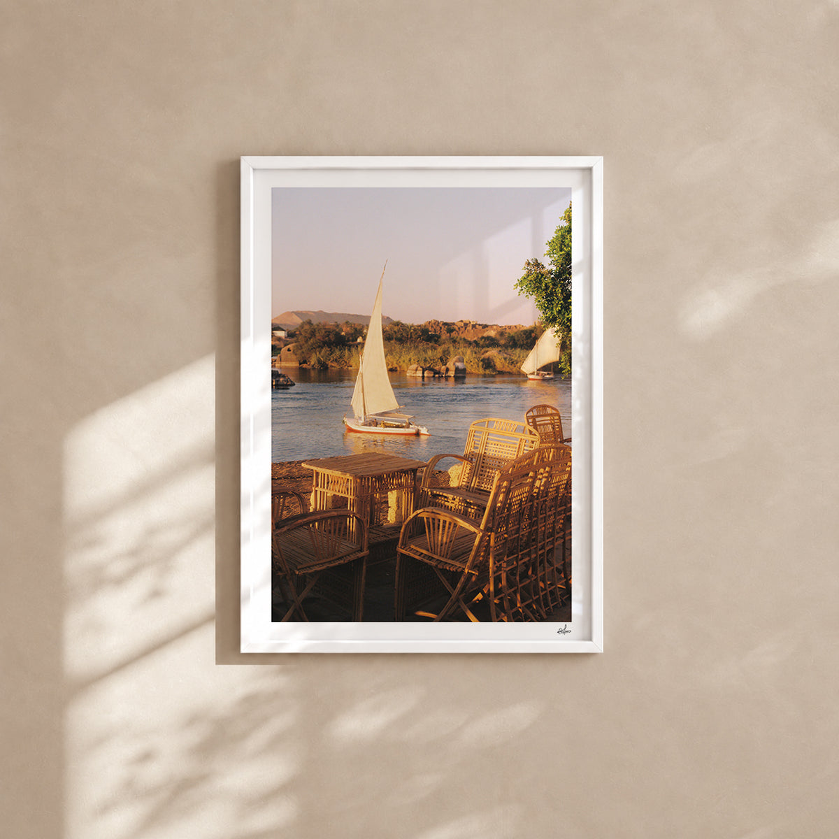 Egypt Travel Fine Art Print — Assouan Feluccas at Sunset | Analog Film Photography | Nile River Wall Art