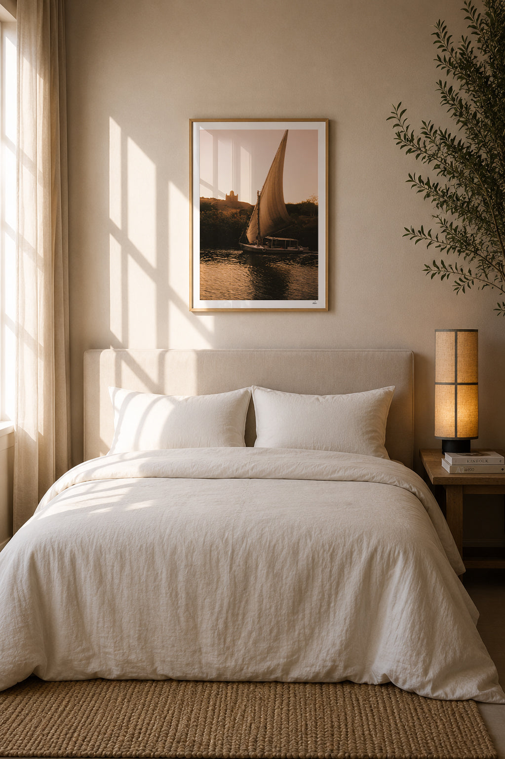 Egypt Travel Fine Art Print — Aswan Felucca & Mausoleum | Analog Film Photography | Nile River Wall Art