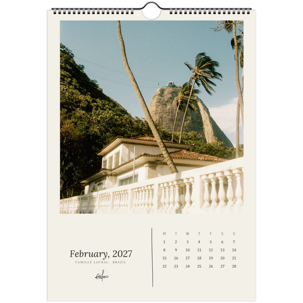 2027 Brazil wall calendar, A4 — page preview, analog film photography of Rio de Janeiro