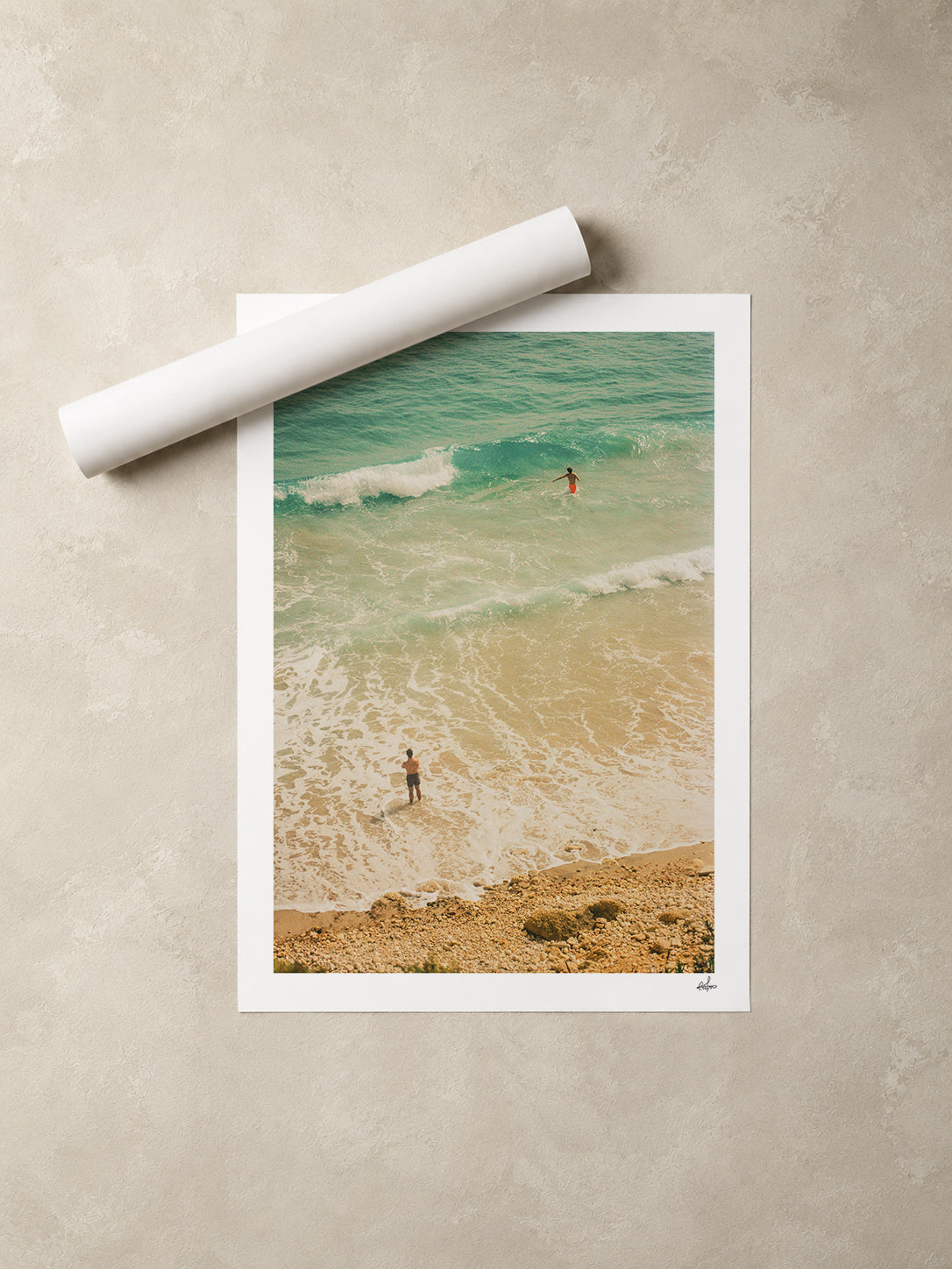 Portugal Fine Art Print - Lagos Aerial Swim | Analog Film Photography | Algarve Wall Art