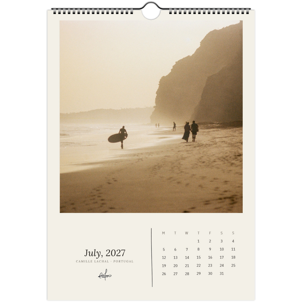 2027 Portugal wall calendar, A4 — page preview, analog film photography of Lisbon and the coast