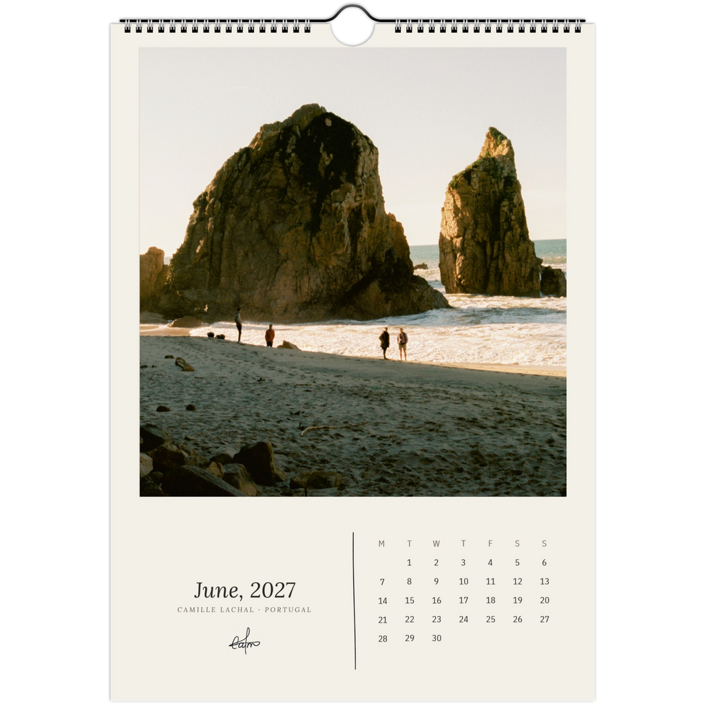 2027 Portugal wall calendar, A4 — page preview, analog film photography of Lisbon and the coast