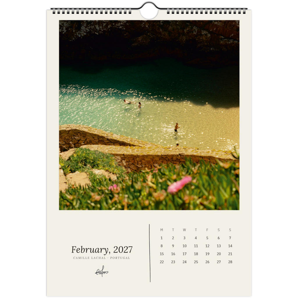 2027 Portugal wall calendar, A4 — page preview, analog film photography of Lisbon and the coast