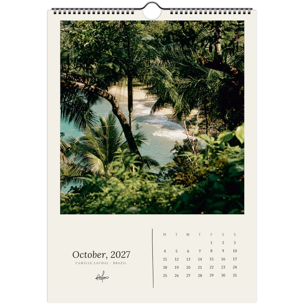 2027 Brazil wall calendar, A4 — page preview, analog film photography of Rio de Janeiro