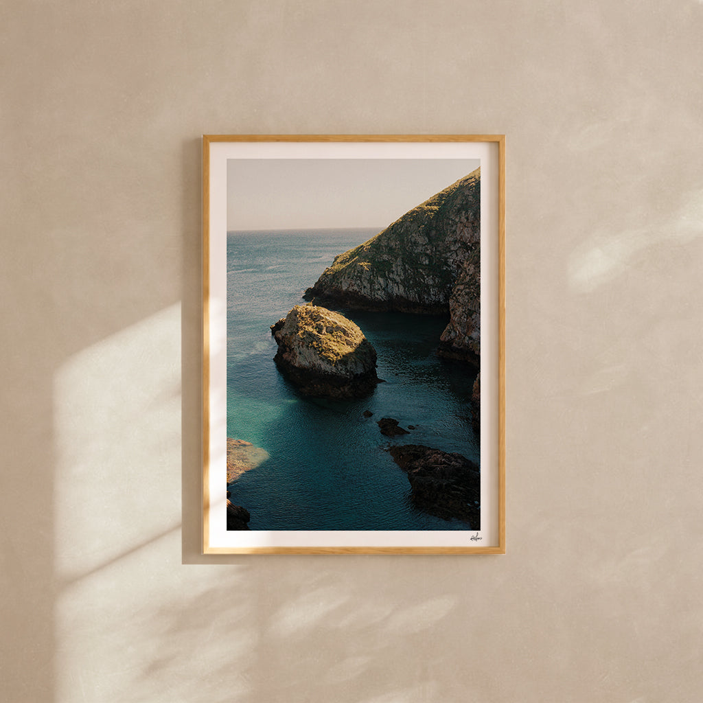 Portugal Fine Art Print - Ilha da Berlenga Sunlit Rock | Analog Film Photography | Silver Coast Wall Art