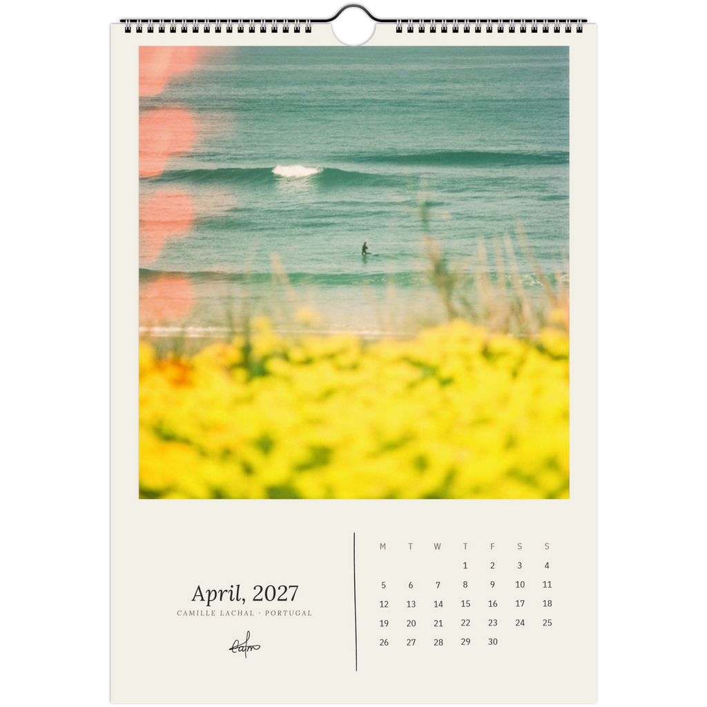 2027 Portugal wall calendar, A4 — page preview, analog film photography of Lisbon and the coast