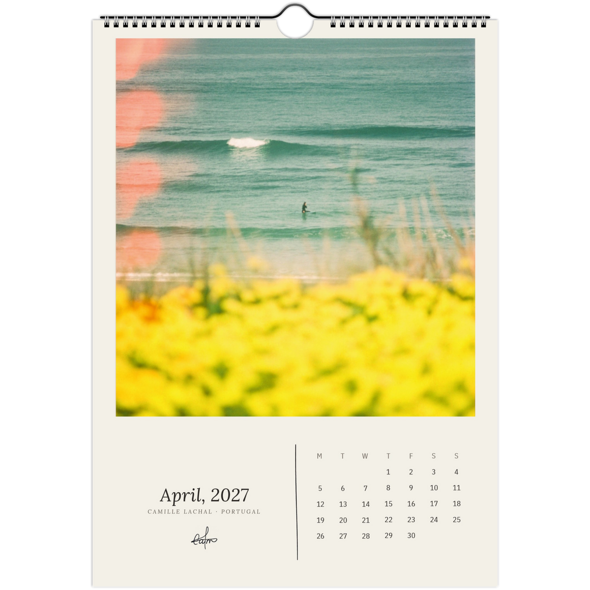 2027 Portugal wall calendar, A4 — page preview, analog film photography of Lisbon and the coast