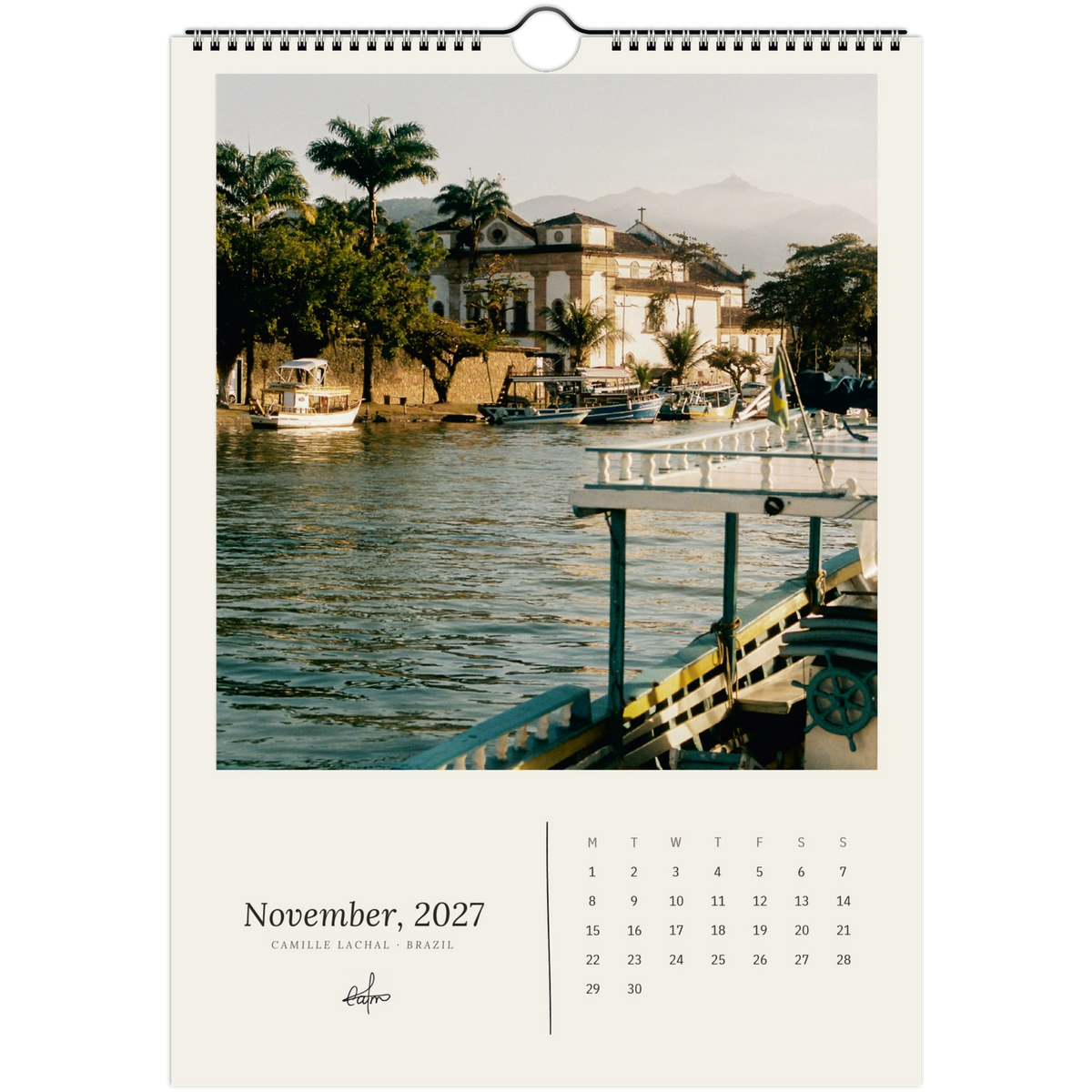 2027 Brazil wall calendar, A4 — page preview, analog film photography of Rio de Janeiro