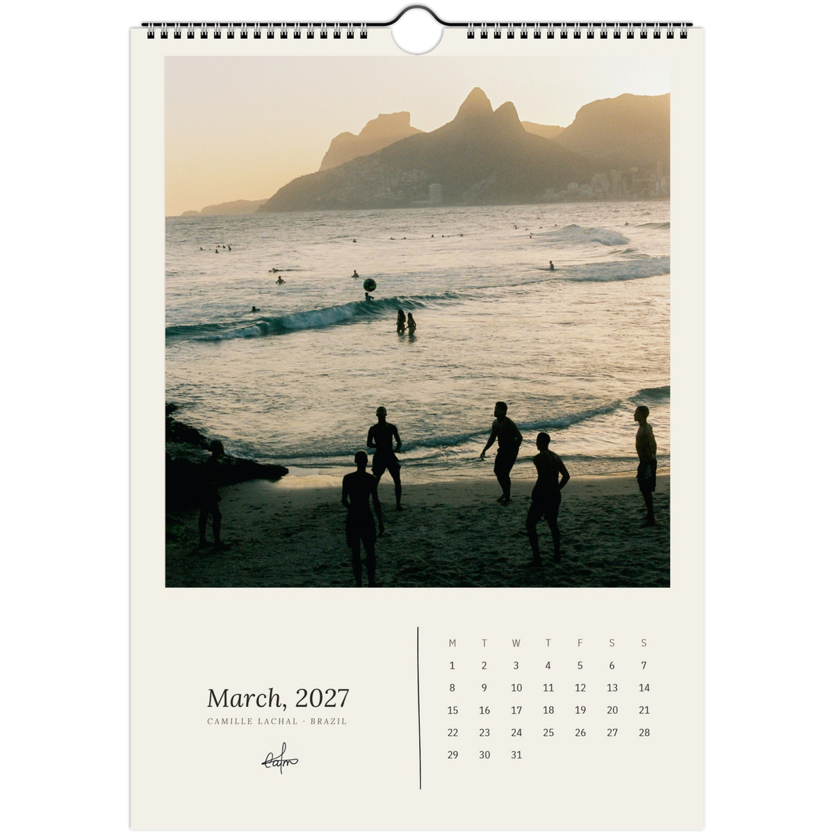 2027 Brazil wall calendar, A4 — page preview, analog film photography of Rio de Janeiro