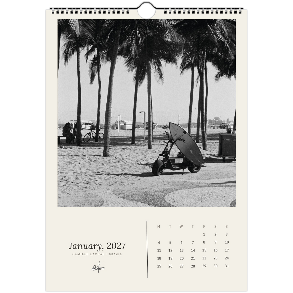2027 Brazil wall calendar, A4 — page preview, analog film photography of Rio de Janeiro