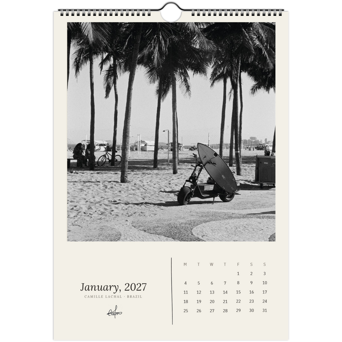 2027 Brazil wall calendar, A4 — page preview, analog film photography of Rio de Janeiro