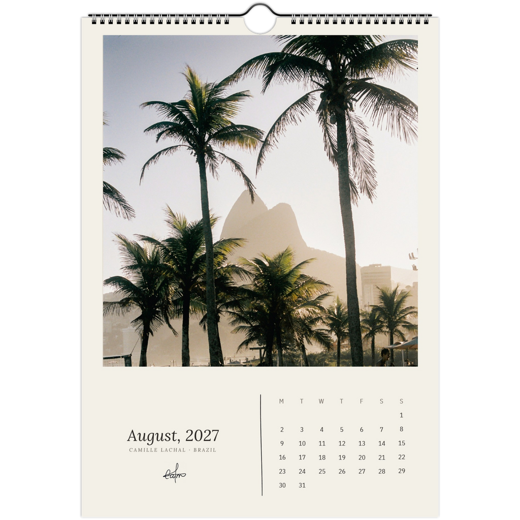 2027 Brazil wall calendar, A4 — page preview, analog film photography of Rio de Janeiro