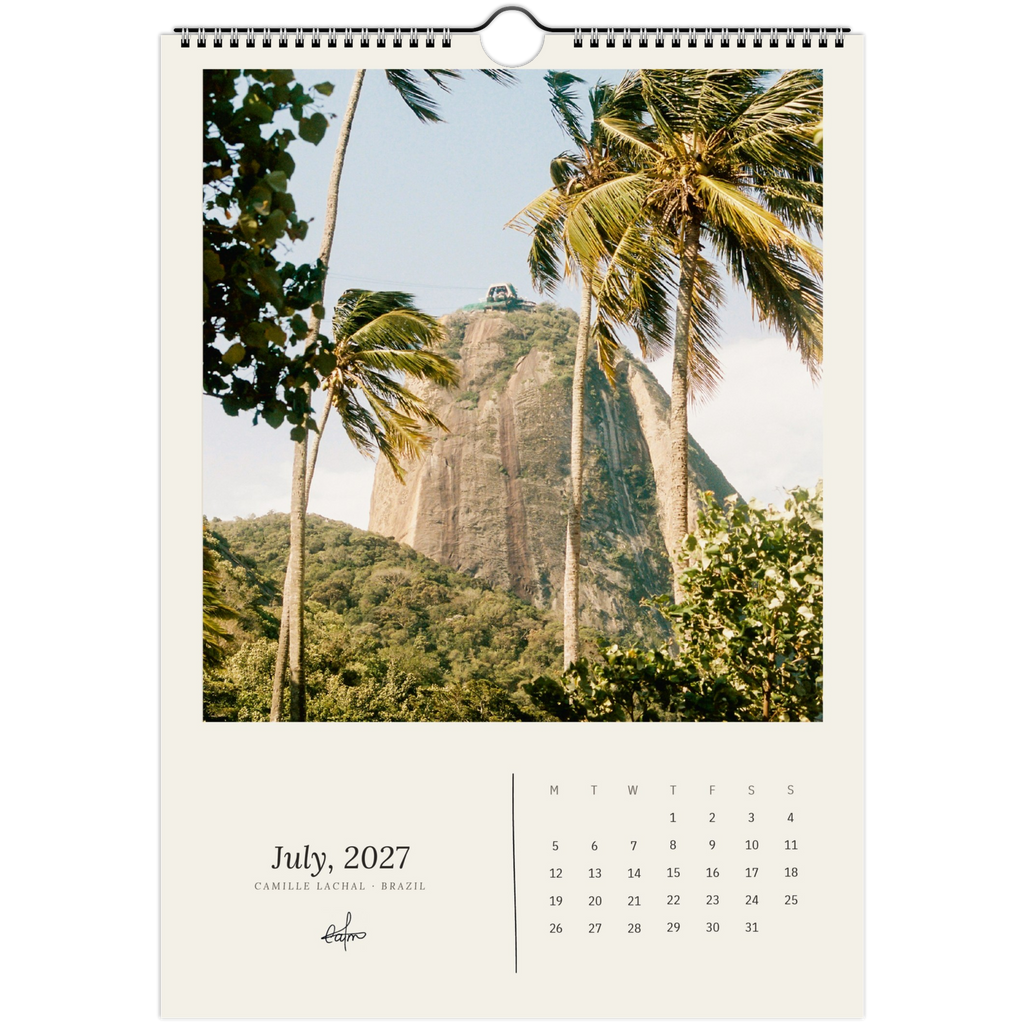 2027 Brazil wall calendar, A4 — page preview, analog film photography of Rio de Janeiro